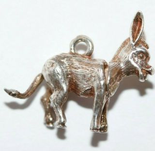 Rare Mechanical Donkey With Moving Head Sterling Silver Vintage Bracelet Charm