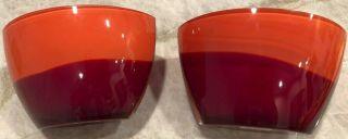 Waterford Evolution Bowl Set Rare Retired 2 Red & Amber 8 " Oval Glassware