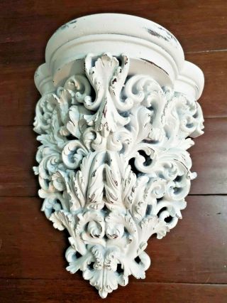 Large Vintage Wall Sconce Shelf White Distressed,  Farmhouse Decor,  French County