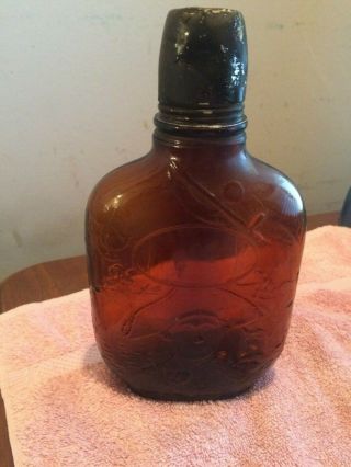 Antique Prohibition Rare Paul Jones Amber Four Roses Whiskey Bottle Embossed