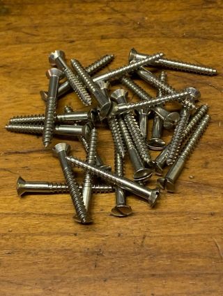 Wood Screw 6x1 - 1/4” Slotted Oval Head Nickel Old Store Stock Usa