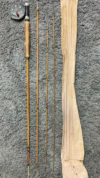 Vintage Kiraku & Co.  Grampus Bamboo Fly Rod Tokyo Japan Fishing Pole W/ Two Tips