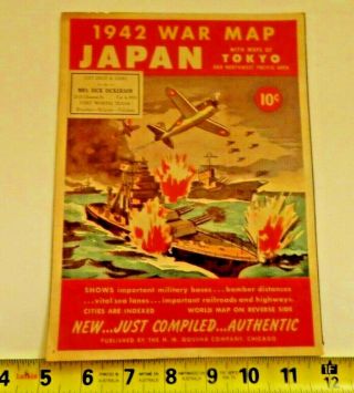 1942 Japan War Map Adjacent Territory Tokyo Northwest Pacific Area 2