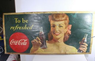 Vintage Rare 1948 Coca Cola Cardboard Sign Advertising Soda Pop Bottle