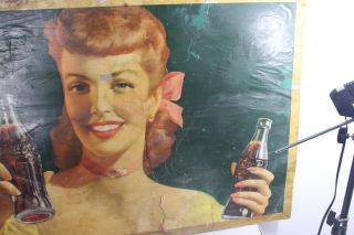 VINTAGE RARE 1948 COCA COLA CARDBOARD SIGN Advertising Soda Pop Bottle 2