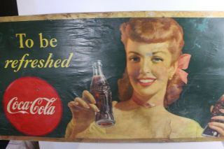 VINTAGE RARE 1948 COCA COLA CARDBOARD SIGN Advertising Soda Pop Bottle 3