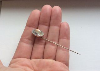 Antique Blister Pearl Abalone Stick Hat Pin,  Sterling Silver Oval Vintage Lapel