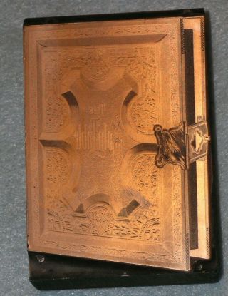 Antique Victorian Family Bible W/ Latch Zinc Printing Block Pb187