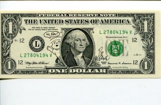 Bil Keane The Family Circus Rare Signed Autograph Us $1 Dollar Bill W/ Sketch