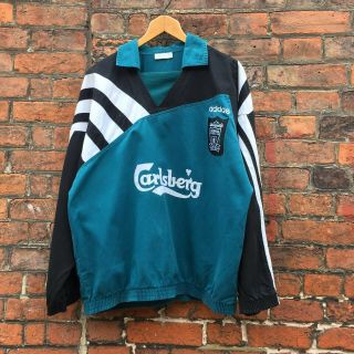 Liverpool 1993 Adidas Green Black Training Drill Top Large Rare Vintage