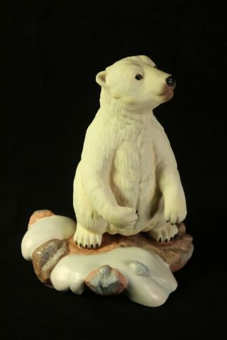 Vintage Rare Burgues Porcelain Polar Bear Cub Figurine Signed 454 / 950 Lmtd Ed