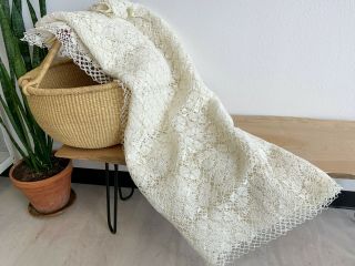 Antique Vintage Hand Crochet Cotton Coverlet Bedspread Canopy Tablecloth