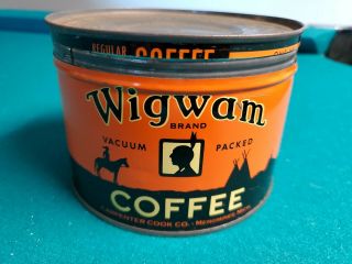 Rare Vtg Advertising Wigwam Indian Teepee Coffee Tin Can Not Porcelain Sign