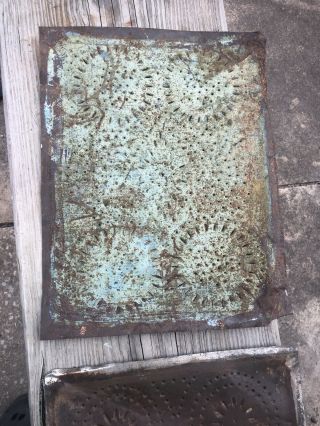 2 Antique Pie Safe Art Punched Tin Door Panel 10x14 