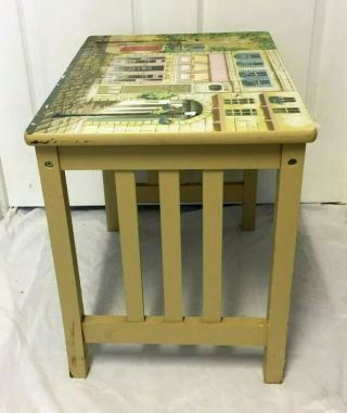 Vintage Mission Arts and Crafts Style PARIS CAFE PRINTED ON TOP End Table 3