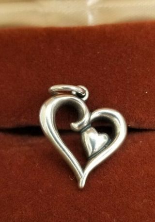 James Avery Sterling Silver 925 Rare Strong Candelabra Mark Heart Charm Pendant