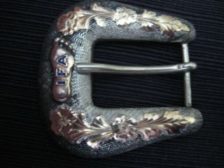 Vintage H.  S.  Means Sterling 10k Western Ifa Buckle For 3/4 Inch Belt - Rare