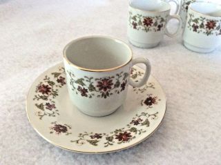 Vintage Set Of 6 Fine Porcelain Demitasse Or Espresso Cups & Saucers W/gold Trim