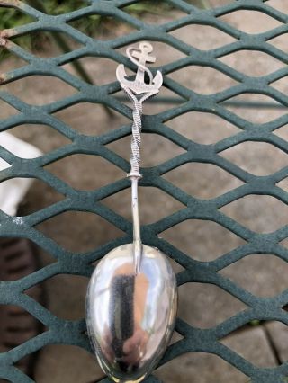 Port Ri Sterling Souvenir Spoon Old Stone Mill With Anchor 3