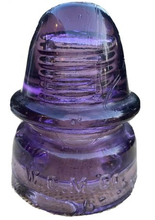 Rare W.  G.  M Co.  Purple Chipped Insulator 3 7/8 " (almost 4 ") Wgm Co Glass Antique