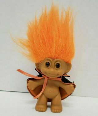 Vintage Russ Berrie Troll Doll Dracula Vampire 6.  5” Halloween Orange Hair