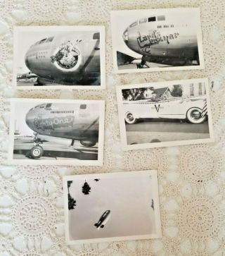 5 Rare World War 2 Photographs B29 Bomber Nose Art Blimp Army Air Corps