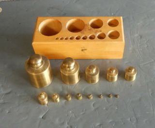 Vintage Brass Graduated Scale Weight Set