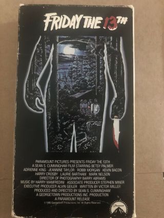 Friday The 13th Vhs 1988 Rare Cover