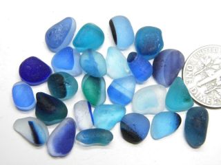 26 Multi Xs Blue Lilac Shades 0.  35oz Jq Rare Seaham English Sea Glass