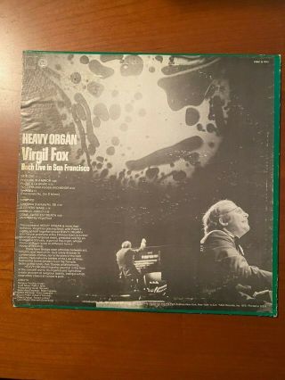RARE SIGNED AUTOGRAPH ALBUM LP VIRGIL FOX HEAVY ORGAN BACH LIVE IN SAN FRANCISCO 2