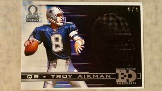 2000 Troy Aikman Pacific Omega Eo Portraits 4 Rare Masterpiece Card ’d 1/1