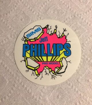 Vintage Skateboard Sticker Sims Jeff Phillips Nos Pink Clear Bbc Deck Skate Nos