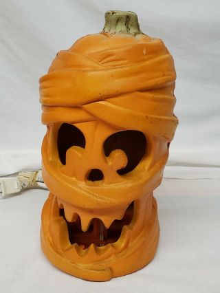 Rare 1993 Halloween Decoration Light Up Pumpkin Mummy Trendmaster Jack O Lantern