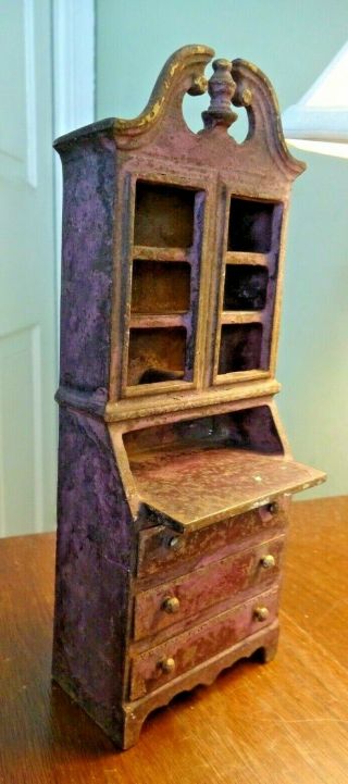 Antique Arcade Toy Co Cast Iron Dollhouse Furniture Secretary Desk Bookcase