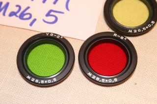 RARE SIZE,  26.  5mm Black & White COLOR FILTERS,  26.  5mm RED,  YELLOW,  Yell - GREEN 3