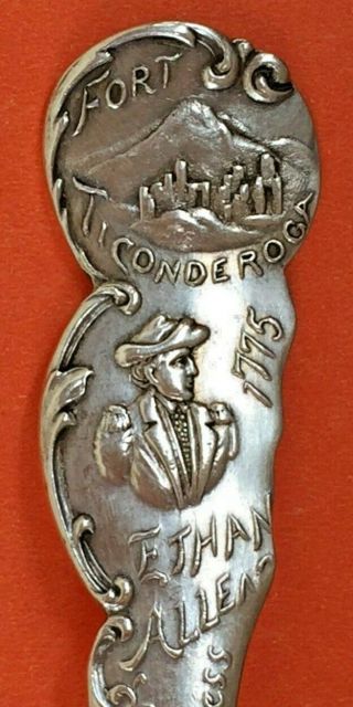 Big 5 - 7/8 " Rare Ethan Allen Fort Ticonderoga Sterling Silver Souvenir Spoon