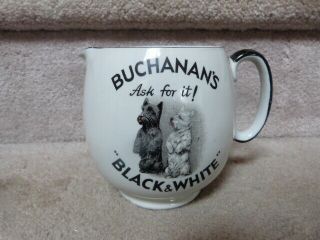 VERY EARLY RARE Buchanan ' s Black & White Whiskey Small Pitcher Scottie Dogs 4.  8 
