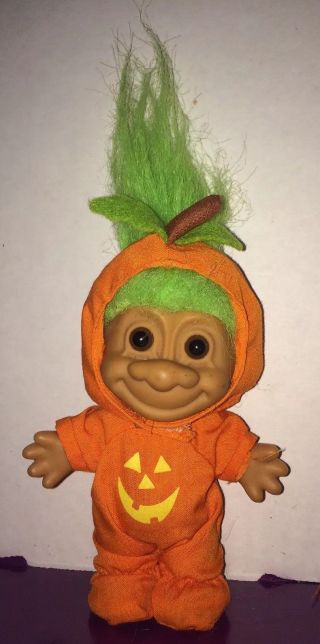 Halloween Pumpkin Troll 5 " Cutie In Jack O Lantern Costume Russ