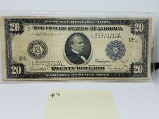 Rare 1914 $20 Dollar Federal Reserve Note Large Size San Francisco 3