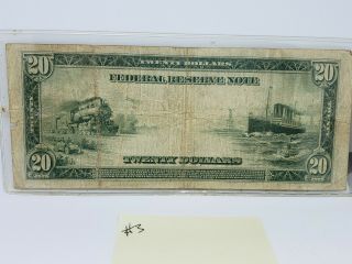 Rare 1914 $20 Dollar Federal Reserve Note Large Size San Francisco 3 2