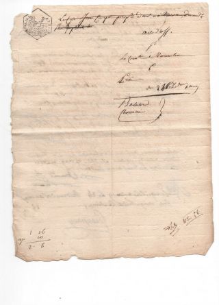 1796 Official revolution manuscript document signed by freemason notary AUTHENTI 2