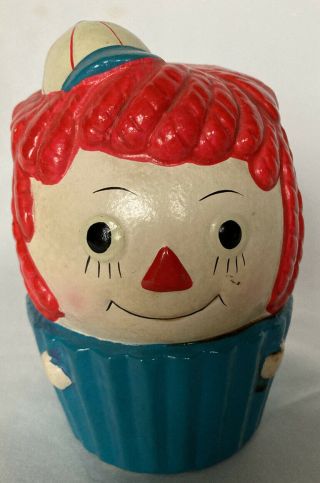 Raggedy Ann Andy ? Cupcake Vintage Piggy / Coin Bank Rag Doll Ceramic