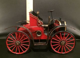 Red Metal Model Antique Car From 1890s - One Of The First Motor Cars