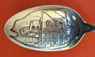 5 - 7/8” Rare Bridge Newburyport Massachusetts Sterling Silver Souvenir Spoon