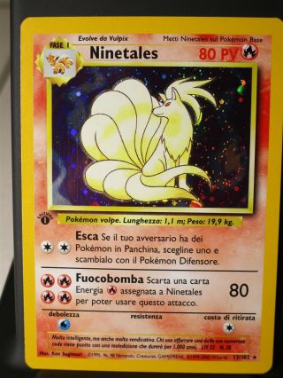 Italian Pokémon Tcg Base Set 1st Edition Holofoil Rare Ninetales 12/102 Card Nm