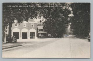 Fire House & Main Street Bellport Long Island Rare Antique York 1940s