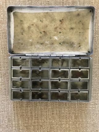 Vintage 16 Compartment Aluminum Fly Box With 16 Fly’s.  This Is A Rare Find