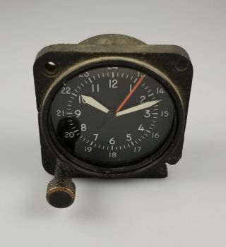 Rare Vintage Waltham A - 11 Cal 22s Military Aircraft Cockpit Clock – 8 Day - Runs