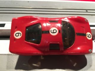 Ho Slot Car Rare 50,  Year Old Eldon 1381 Red Dino Ferrari With Running Chas.