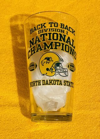 2011 & 2012 North Dakota State Football Back National Champions Pint Glass Rare